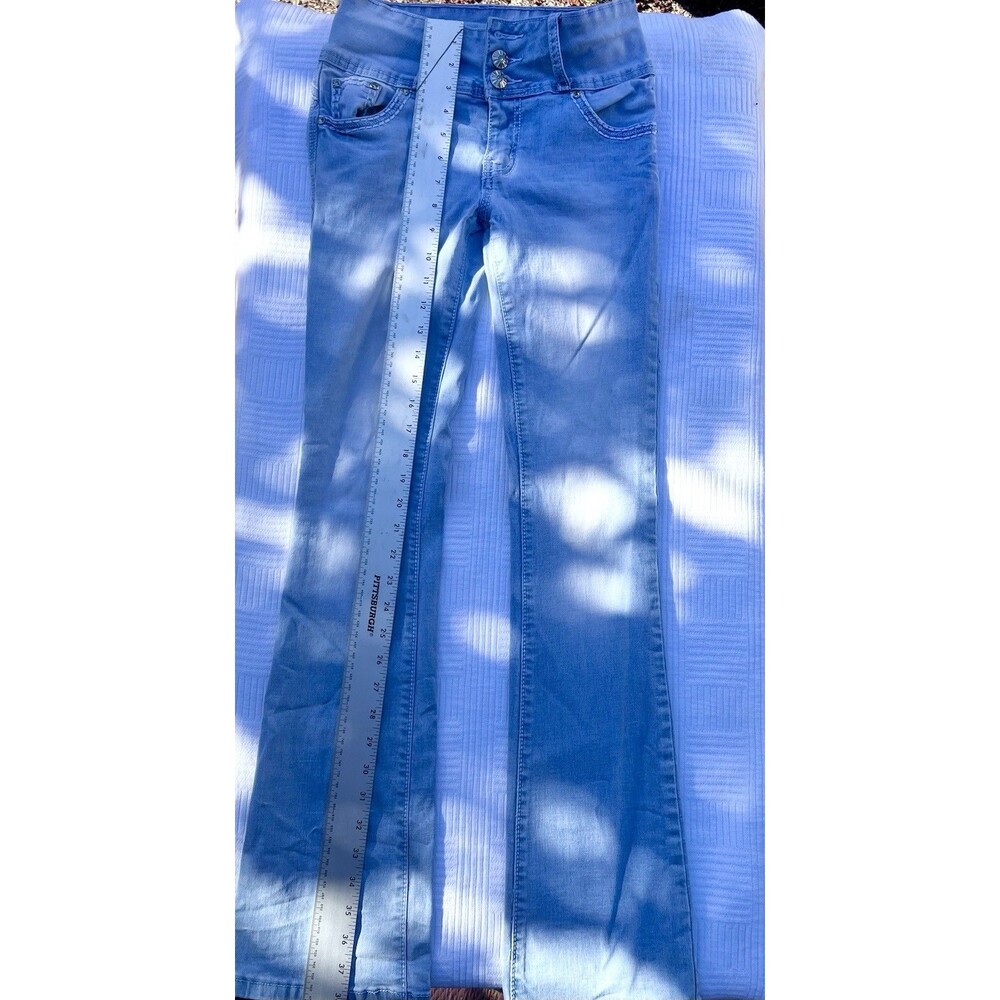 Y2K Silver Diva SD Bootcut Jeans Light Wash Bling Pockets Women’s Size 7/8
